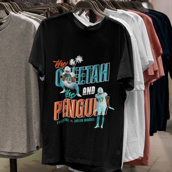 Miami Dolphins Football T-Shirt, Tyreek Hill Shirt, Jaylen Waddle Shirt, Tua Tag - Picture 1 of 3